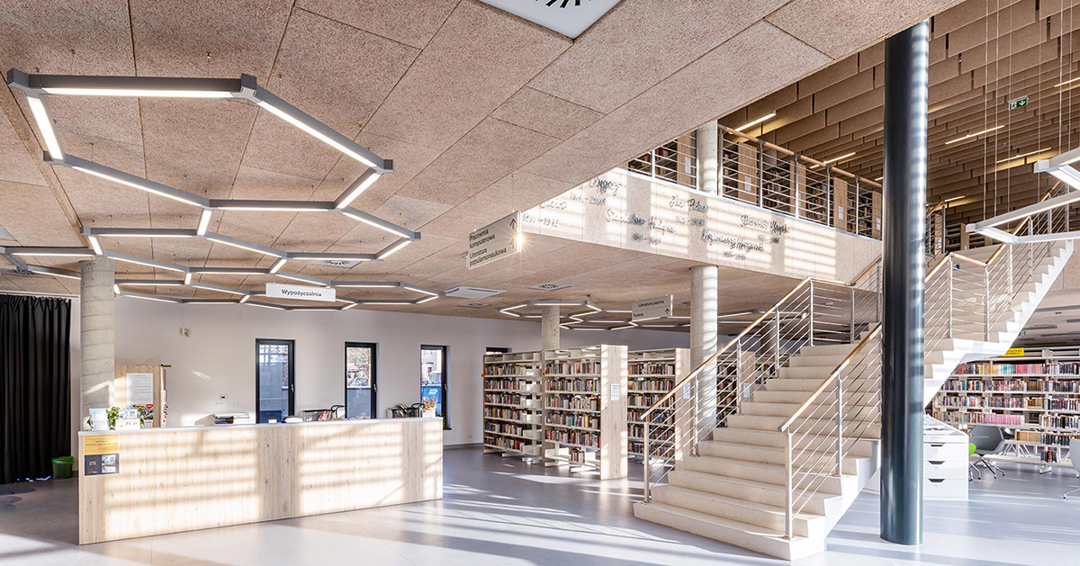 Superior acoustics at Warsaw library |Troldtekt